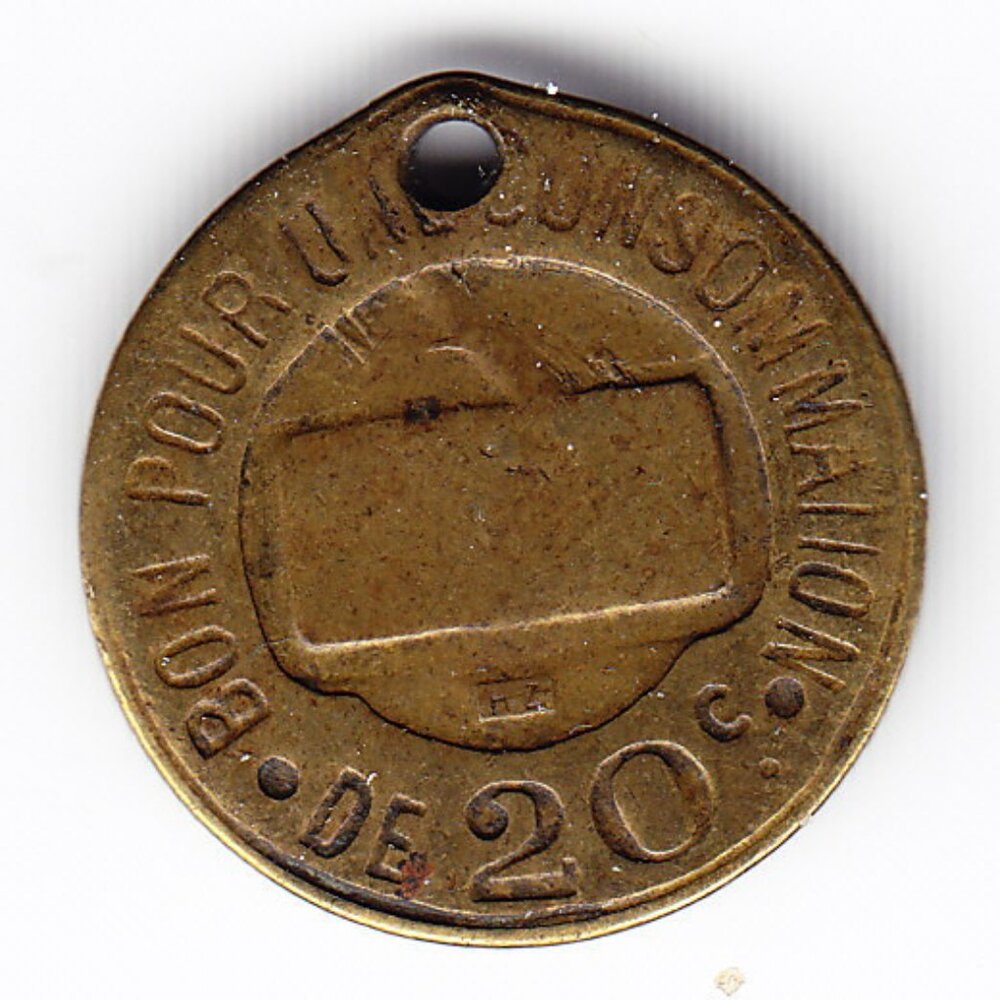 France 20 Centime Food Token (b303)